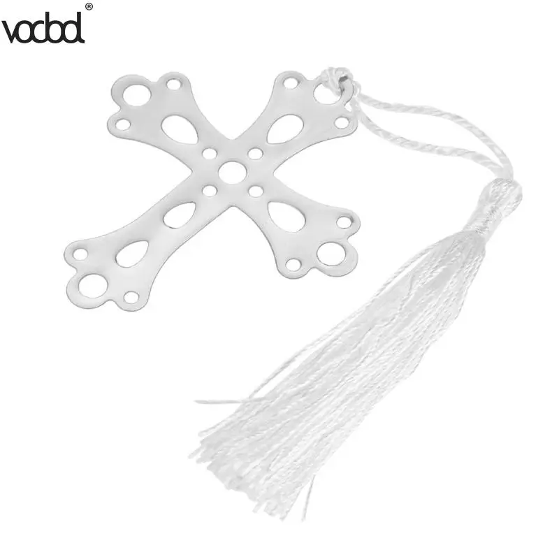 Us 058 40 Offhollow Cross Bookmark Metal Marcapaginas Tassels Page Book Maker Wedding Birthday Gift With Box Office School Stationery Items In