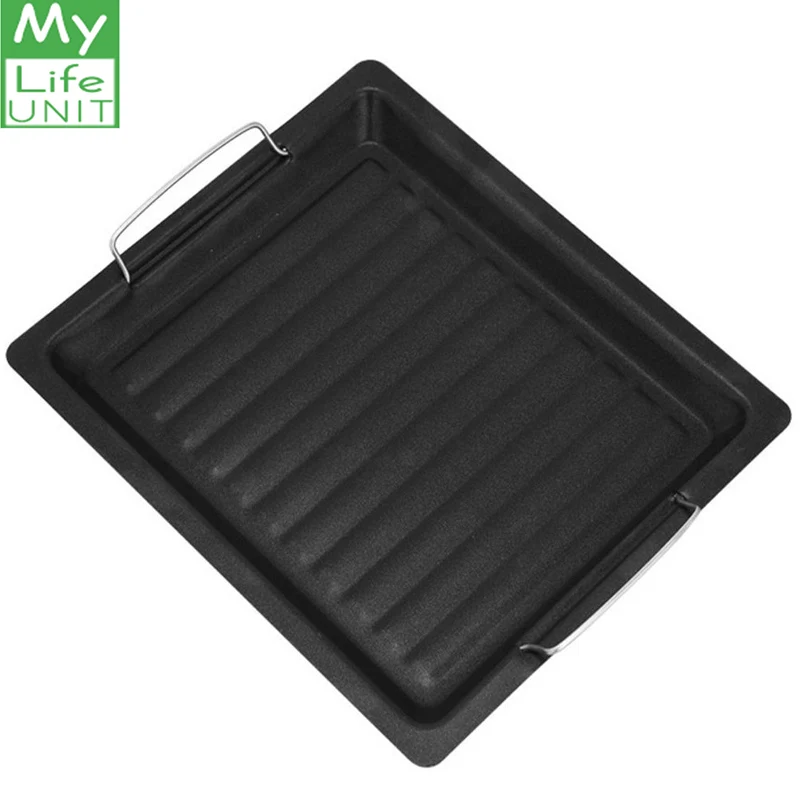 

MYLIFEUNIT Non-stick Cast Iron Grill Griddle Pan Portable Steak Frying Pans Fry Eggs BBQ Steak 12" x 10"