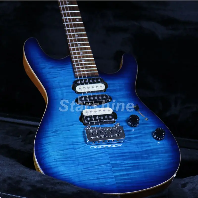 

New product electric Guitar X4-9 Quilt Maple Top Sapele Neck Blue Burst