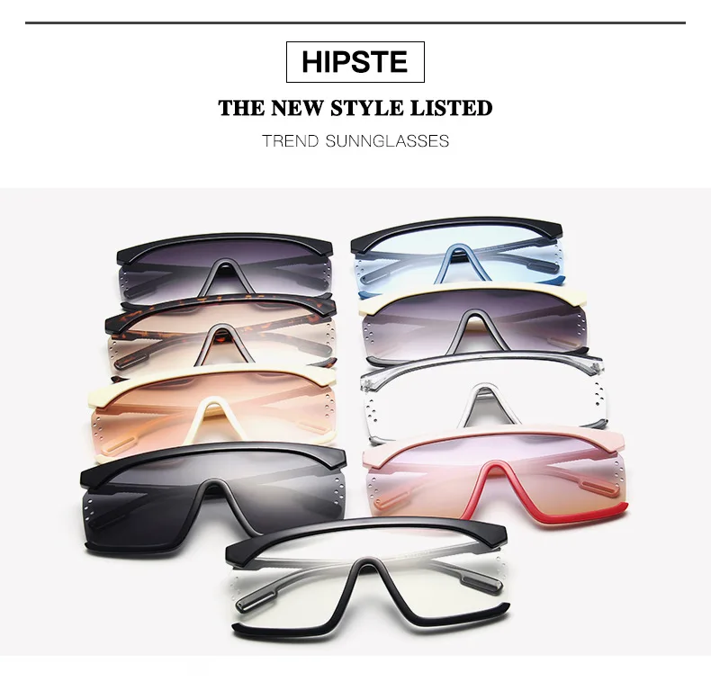 Higodoy Retro One Piece Oversized Plastic Sunglasses Women Fashion Gradient Mirror Female Mens Colorful Sun Glasses UV400