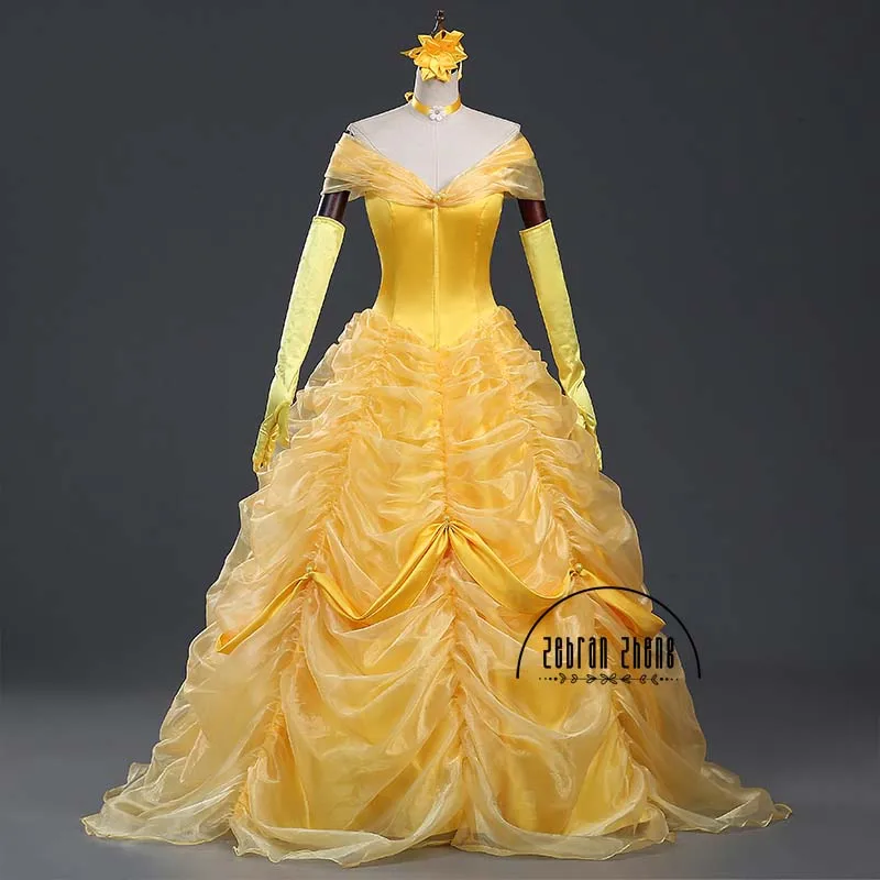 New Style Dress Princess Belle Luxury Top Quality Cosplay Costume