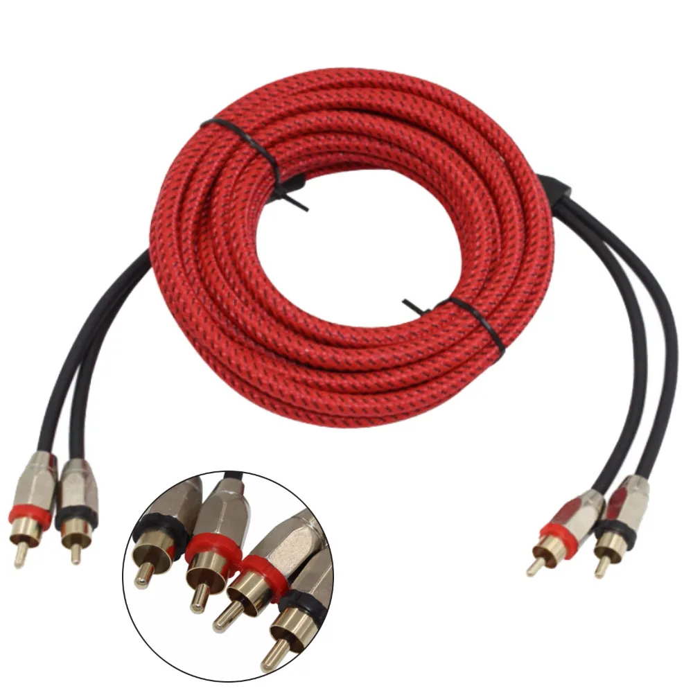 Аудио кабель силовой кабель Акустический провод 5 м Чистый медный кабель автомобильный аудио усилитель наборы RCA к RCA