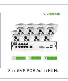 8ch 5MP POE аудио комплект H.265 системы видеонаблюдения безопасности NVR до 16ch 5MP Крытый ИК IP камера видеонаблюдения Видео DIY G. Craftsman