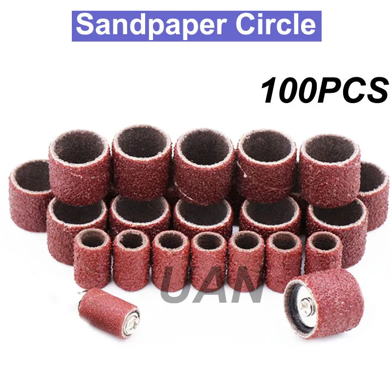 

URANN 100PCS Grit 80 150 180 240 320 600 Sanding Sandpaper Circle Nail Art Sanding Bands File Dremel Accessories Rotary Tool