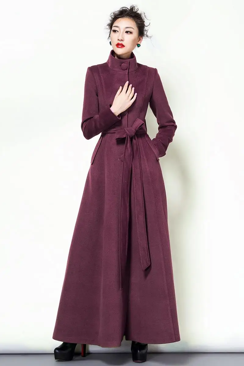 2018 Fashion Solid Color Wool Coat Long Wool Jacket Women'S Vintage ...