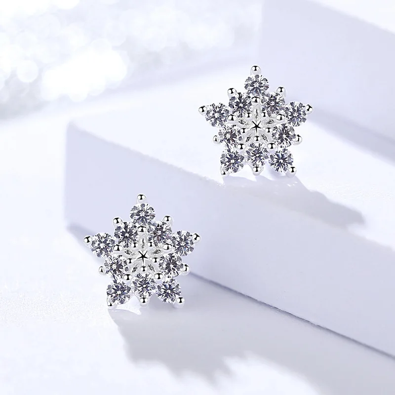 4 snowflake sutd earrings silver