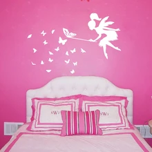 Tinkerbell Fairy Wall Stickers , Fairy With Butterfly Vinyl Wall Decals For Girl’s Bedroom Decor Free Shipping