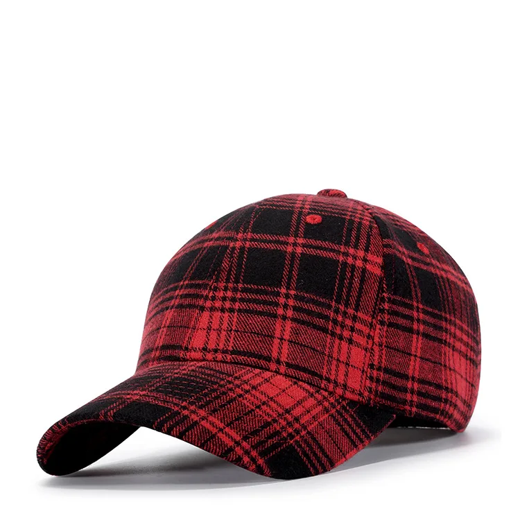 Осенне-зимняя модная бейсбольная кепка в клетку, женская и мужская кепка, хлопок 2 на выбор - Цвет: Красный