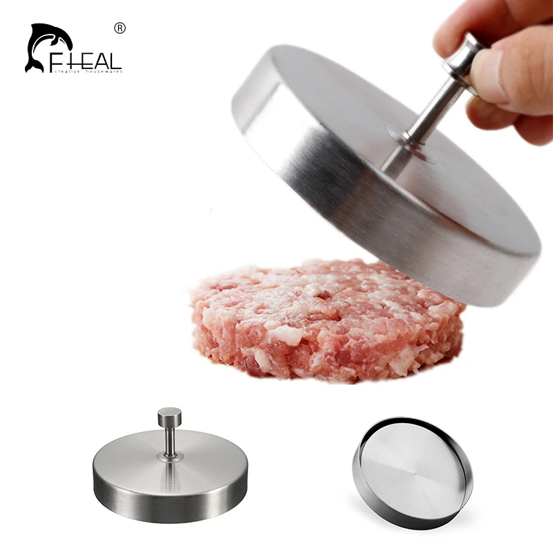 

FHEAL Stainless Steel Round Shape Hamburger Press 9.5cm Non-Stick Pork Beef Meat Pie Burger Making Mold Kitchen Tools