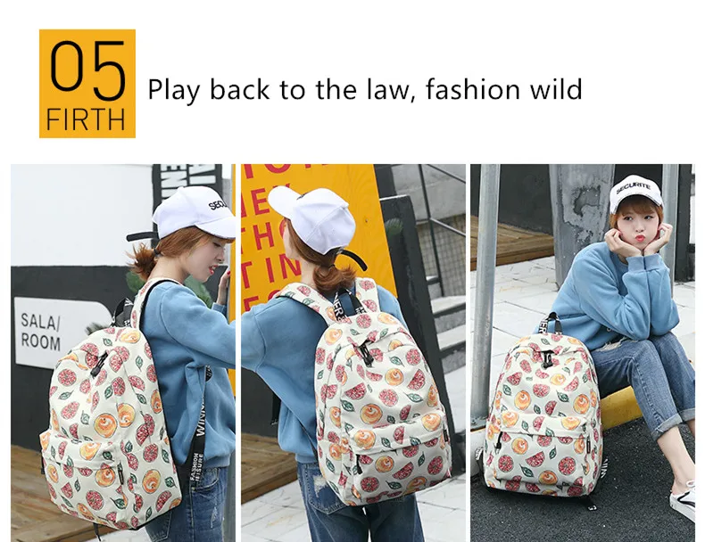 Бренд atinfor, водонепроницаемые повседневные женские рюкзаки с фруктовым принтом, вместительный женский рюкзак для ноутбука, рюкзак для школьников-подростков