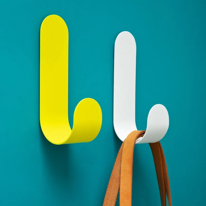 

Nordic Colorful Bathroom Hooks Multi-Function Coat Rack Iron Adhesive Hook Wall Decor Kitchen Home Bathroom Storage Organization