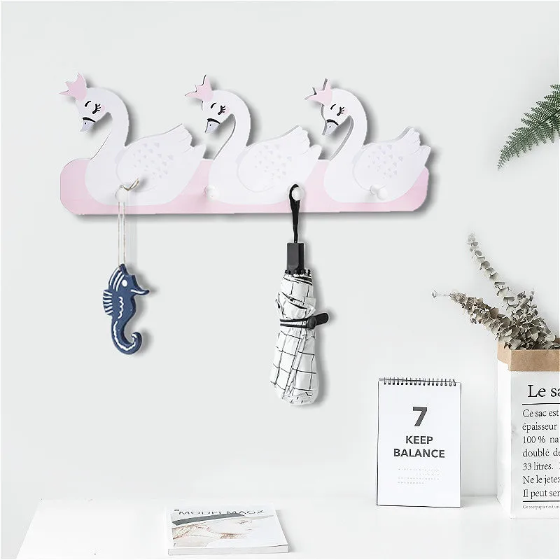 

Nordic Wood Shelves Storage Rack Wall Hanging Shelf Hooks Pentagram Swan Car Kids Baby Girl Room Decor Display Stand Holder