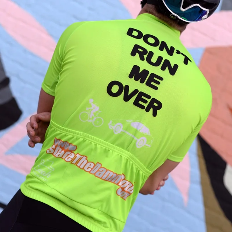 

2019 New Fun text cycling jersey Men Summer short sleeve cycle clothing Pink Orange NEON GREEN Don't run me over LIMITED EDITION