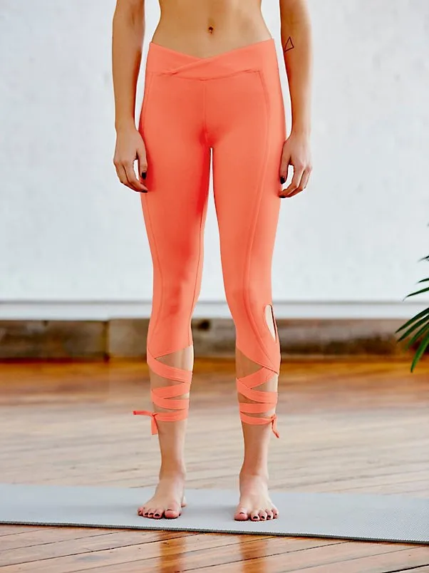 TIE UP LEGGING YOGA PANTS RUNNING DANCING LACE UP TURNOUT PANT (27)