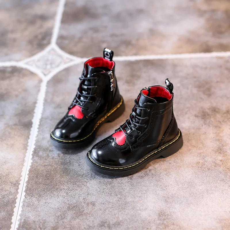 

2017 Fashion Children Shoes Brand High Quality Black Boots British style All-match Soft Sole Autumn Kids Boots for Girls Botas