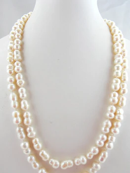 

wan 004902 48''10mm white baroque double freshwater pearl necklace
