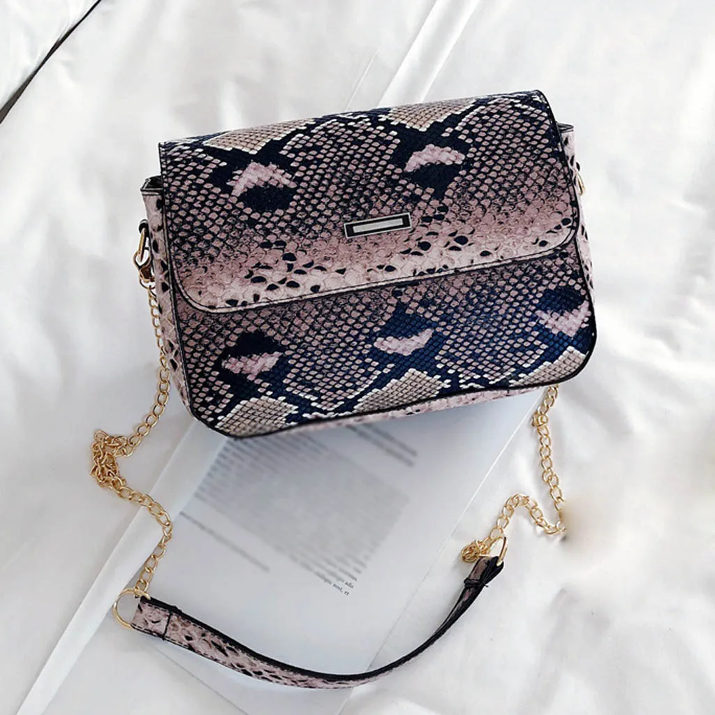 

CONEED 2019 Serpentin Handbag Designer Women's Fashion Snakeskin Pattern Shoulder Bag Casual Shoulder Bag Messenger Bag APR23