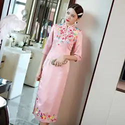 2019 китайский Hanfu Вышивка Вечерние женские платья Cheongsam