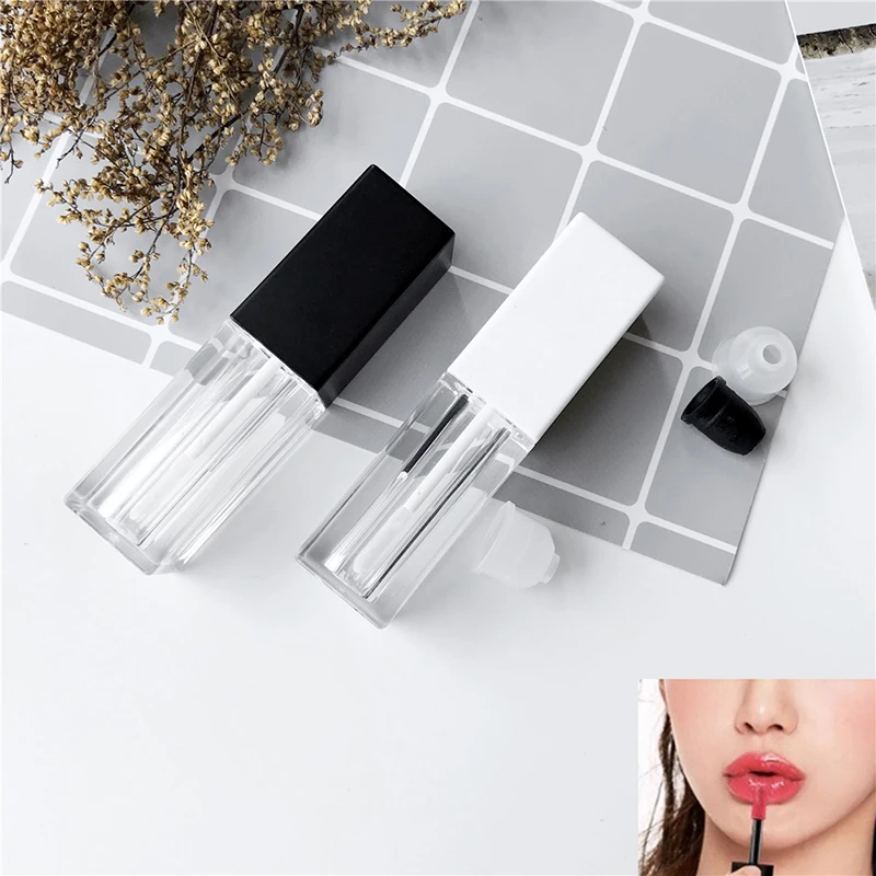 

1Pc Square Makeup Liquid Empty Lipstick Lip Gloss Tubes Transparent Cosmetic Packaging Container High Quality 2 Colour