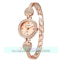 100 шт/партия king girl-9629 женский браслет кварцевые часы платье элегантные хрустальные часы для женщин дизайн сердца наручные часы с украшениями