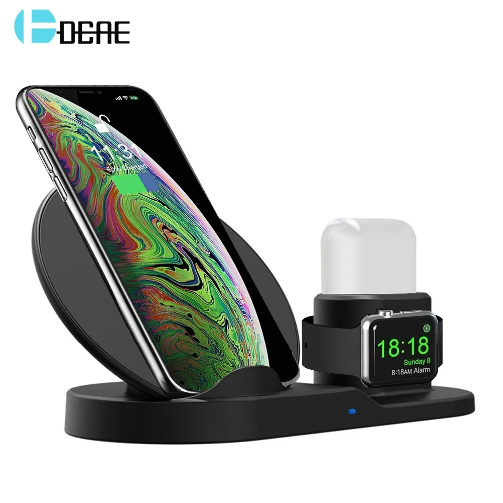 DCAE 3 в 1 Быстрое беспроводное зарядное устройство QI для iphone 8 Plus X XR XS MAX Samsung S10 S9 10 Вт
