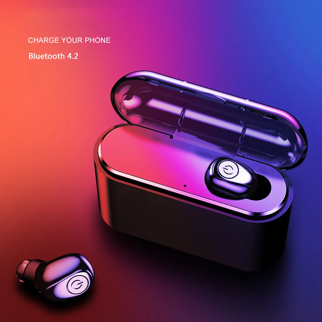 

1200mah Single Wireless Bluetooth 4.2 Stereo Mini Earphones In-Ear Earbuds Headsets wireless sports bass bluetooth earphone