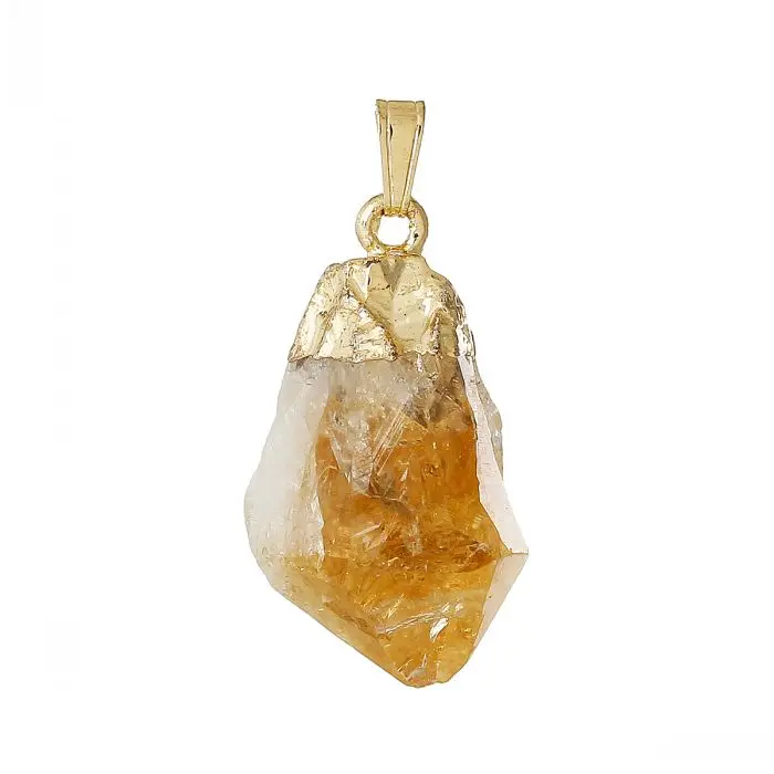

8SEASONS Created Gem Stone Charm Pendants Irregular drusy Gem Stone Yellow 3.5cm x 1.6cm-3.3cm x 1.4cm,1 PC