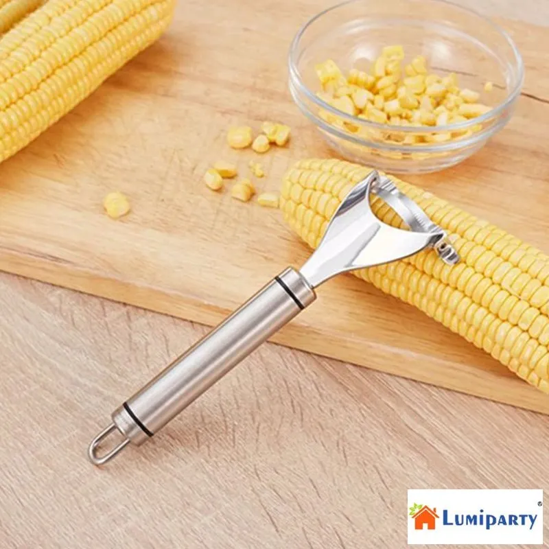 LumiParty Stainless Steel Cob Corn Stripper Cutter Remover Corn Peeler