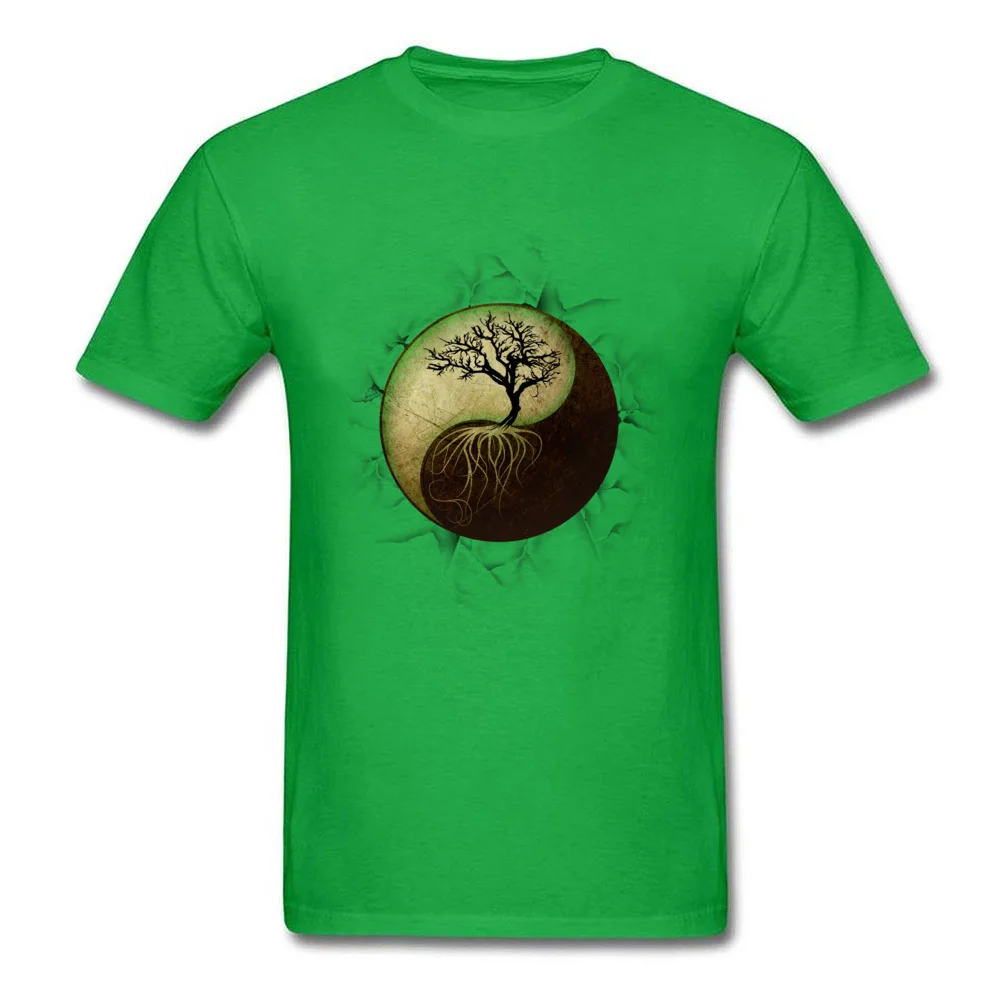 Tees Ying Yang Tree Top T-shirts Summer/Fall Funny Normal Short Sleeve 100% Cotton O-Neck Mens Top T-shirts Normal Ying Yang Tree green
