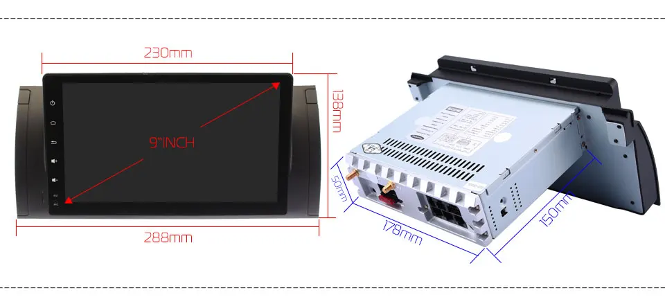 Best Marubox 9A901DT8 Car Multimedia for BMW E53 X5 00-06/E39 96-03 Android 8.1 2G RAM 32G ROM GPS Navi 9" Inch with BT/RDS/Radio 5