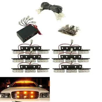 

54 LED Car Amber Flash Emergency Strobe Light Lamp Bars Warning Deck Dash Grille for Fiesta Focus F-150 Sierra 2500 HD CR-V