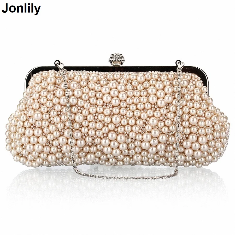 

New rose beaded women evening bags day clutch purse evening bag shell design handmade wedding bridal for wedding LI-301