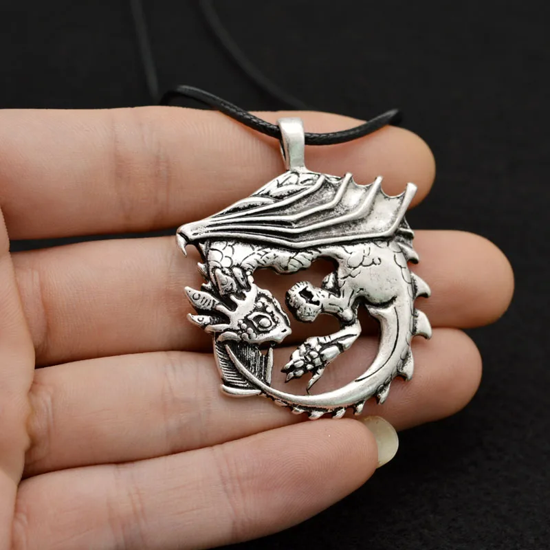 

1pc Viking Silver Wyvern Dragon Pendant Jewelry Dragon Amulet Necklace For Birthday Gift