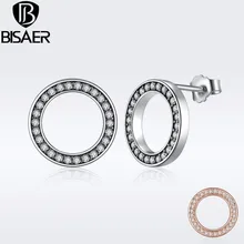 Forever Clear CZ 925 пробы Серебряные Круглые Женские простые серьги-гвоздики ювелирные изделия Букле WEUS437