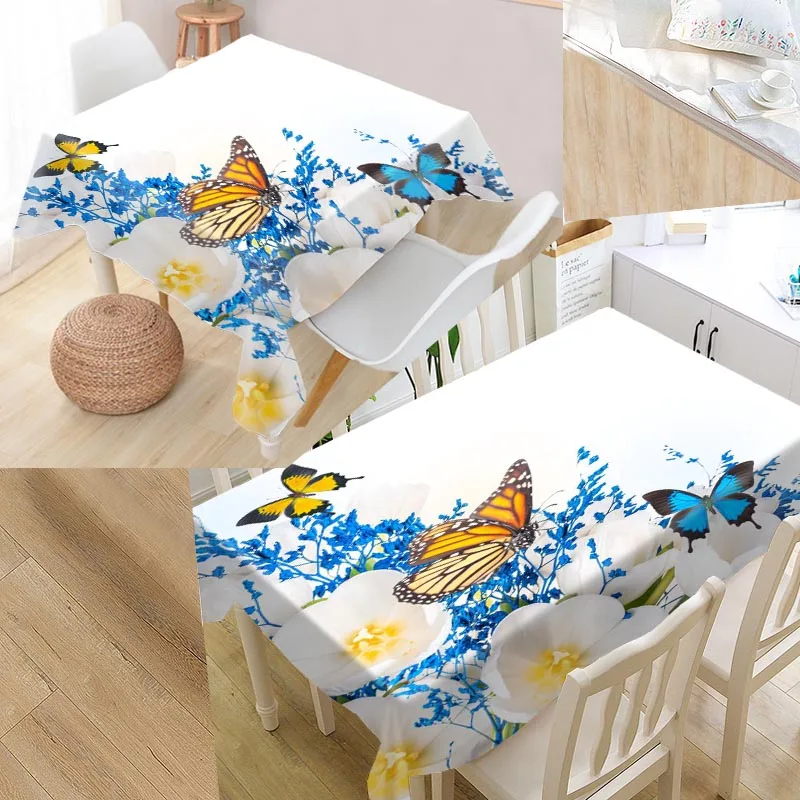 High Quality Custom Butterfly Tablecloth Rectangular Waterproof