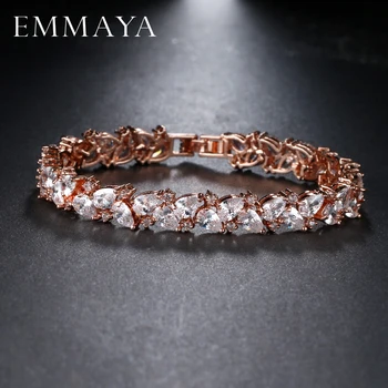 

EMMAYA New Trendy 2017 Unique Jewelry Rose Gold Color Charm AAA+ CZ Crystal Female Bracelets Bangles For Women