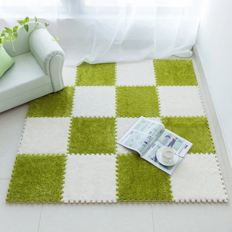 

Furry Carpet Foam Puzzle Mat Plush Warm Rug Children Baby Playmats