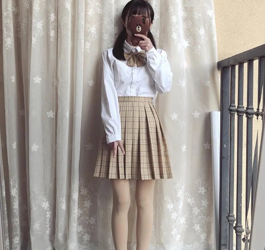 Высокая wast Синяя Клетчатая плиссированная юбка для женщин Kawaii Harajuku Японская Униформа Высокая талия для школьниц милые юбки шикарный стиль JKG1019