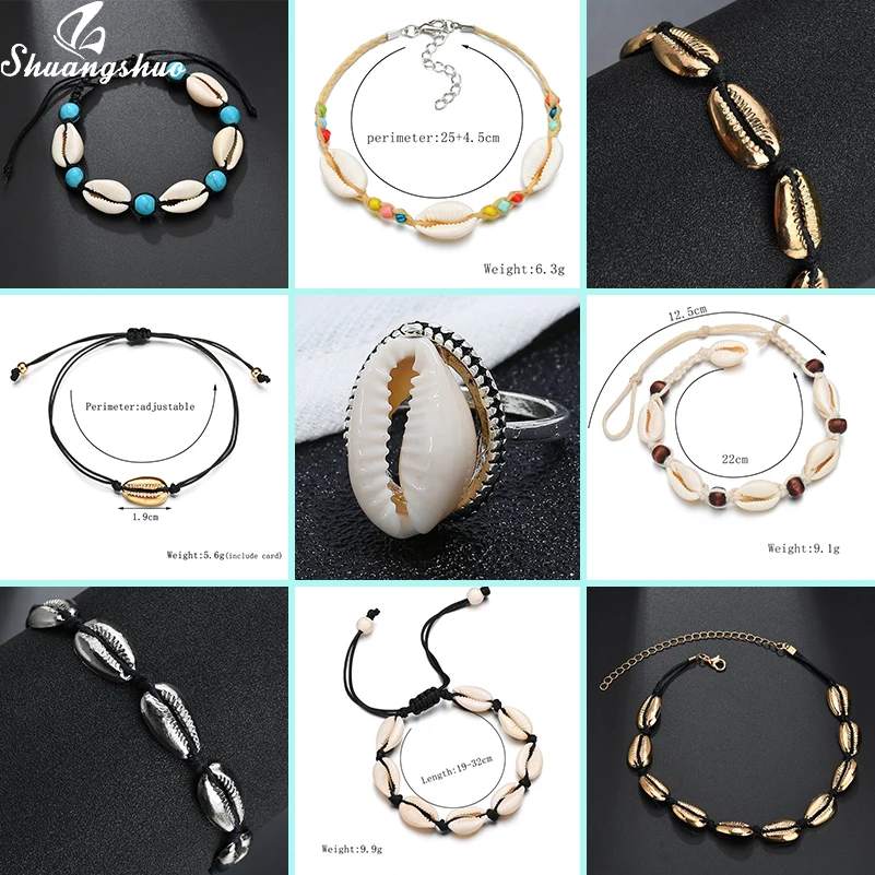 

Shuangshuo Boho Seashell Rings Natural Shell Finger Ring for Women Cowrie Midi Finger Ring Charm Jewelry Gift Anel mujer