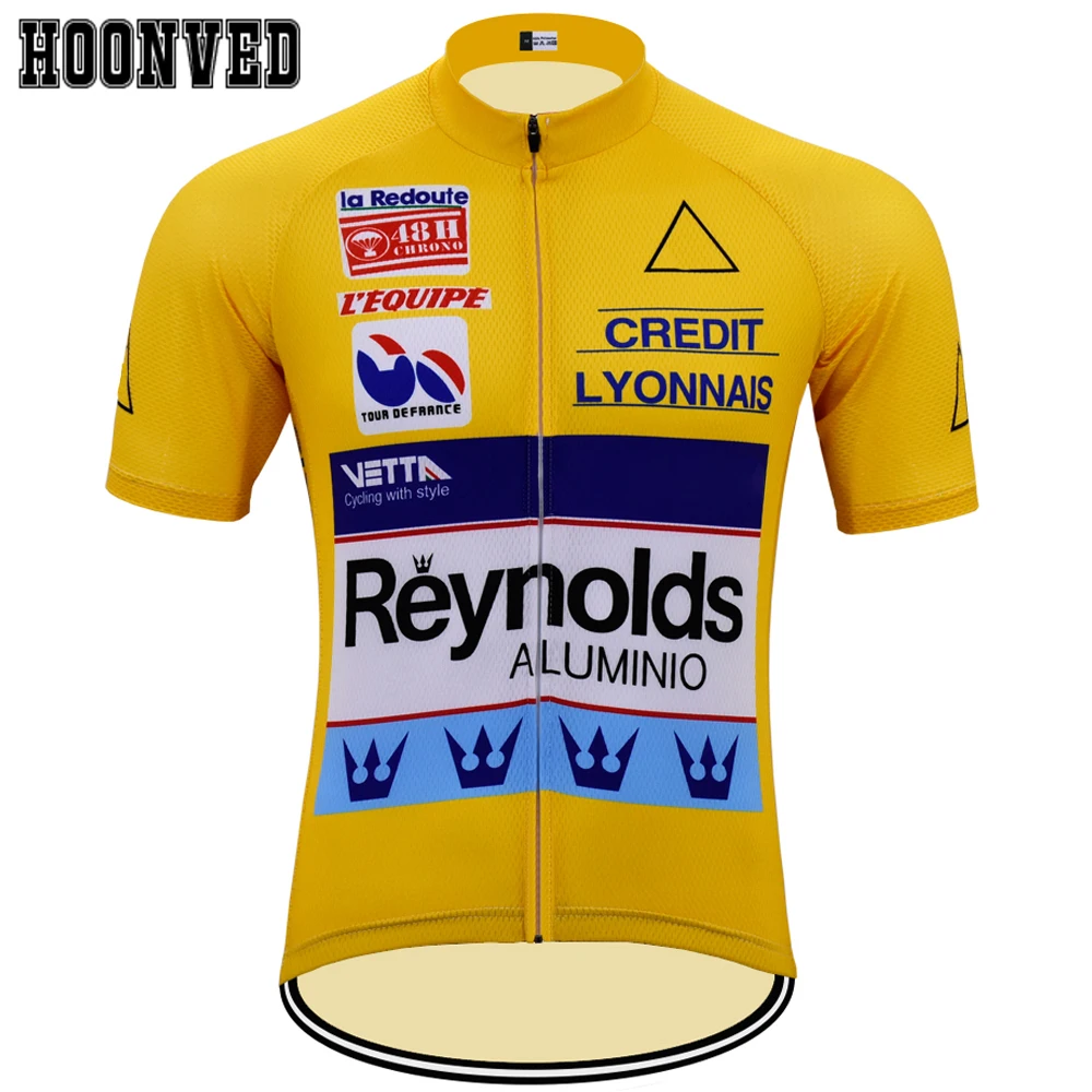 

2019 New team Men Retro Reynolds cycling jersey Short sleeved clothes Summer Road classic Mtb Jersey maillot ciclismo hombre