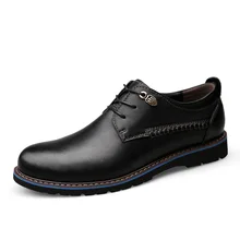 British Style Men's Genuine Leather Shoes Classic Business Casual Shoes Fashion Handmade Dress Flats Shoes Oxfords 2019 New