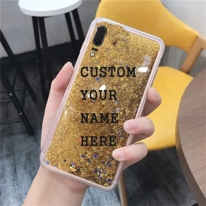 Personalized Custom Phone Case for Huawei P20 Lite Case for Huawei P9 P10 P8 Lite Phone Case Glitter Liquid Quicksand Cover DIY 04