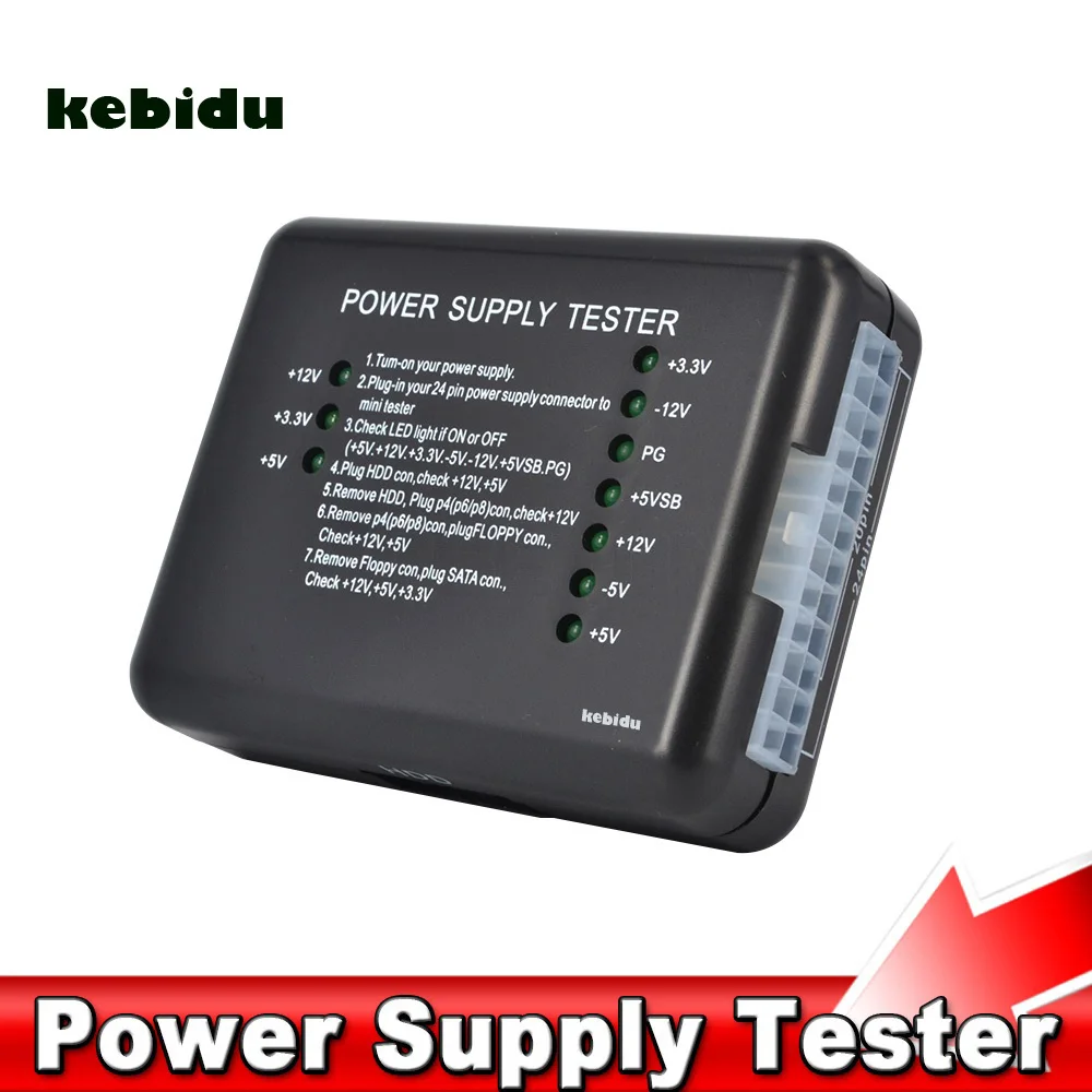 

kebidu Computer ATX SATA HDD Power Supply Tester LED Indication 20 24pin PSU Diagnostic Tool testing for Anode Cathode
