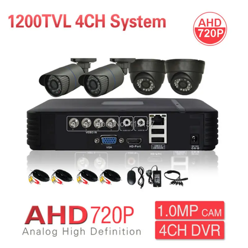 Налоговый для России видеонаблюдения 4CH AHD Камера Системы 1080P HDMI 3-в-1 HD DVR NVR HVR 1200TVL 720P 1.0MP фильтр, отсекающий ИК-область спектра, комплект видеонаблюдения