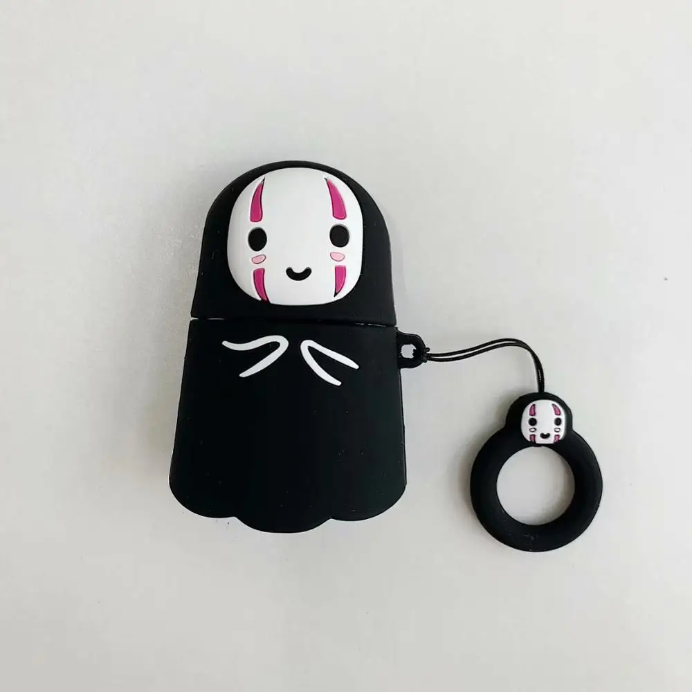 For Airpods No Face Man Silicone Case Protective Cover Fundas for Apple airpods 2 Accessories box with finger Anti-lost ring - Цвет: 1