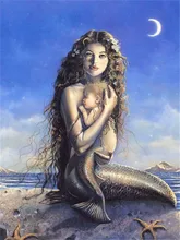 Diy 3D Diamond sirena madre y el bebé, 2016 punto de Cruz Costura Bordado de Diamantes Resinstone Decoración de Mosaico