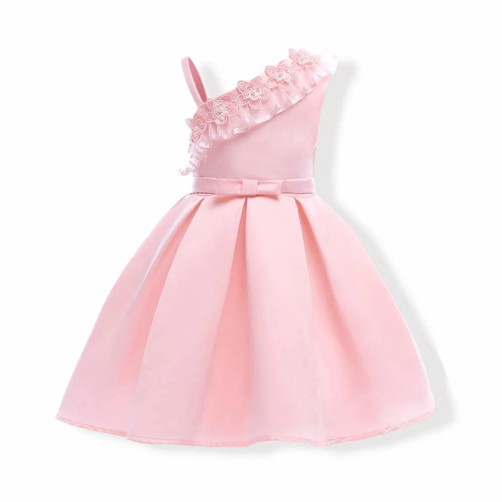 Элегантное платье принцессы для девочек; Детские платья для девочек; вечерние и свадебные платья; Новогоднее платье с вышивкой для маленьких девочек; детская одежда;платье для девочки - Цвет: Pink