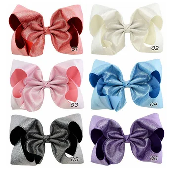 

6Pcs/Lot 8''Sequin shiny Baby hair Bow bowknot clips Fashion handmade girls headdress barrettte hairpins Accessory A29