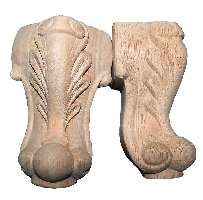

12x6.5cm European style solid wood furniture foot Wood carving rose flower legs