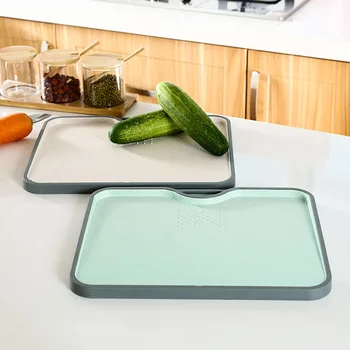 

Wheat Straw Cutting Board Gourmet Chopping Board With Grinding Garlic Tool Wheat Straw Slope Anti-Overflow Anti-Skid Cutting